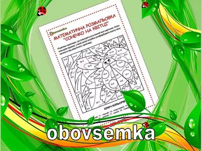 математична розмальовка сонечко на квітці, рахуємо в межах 20